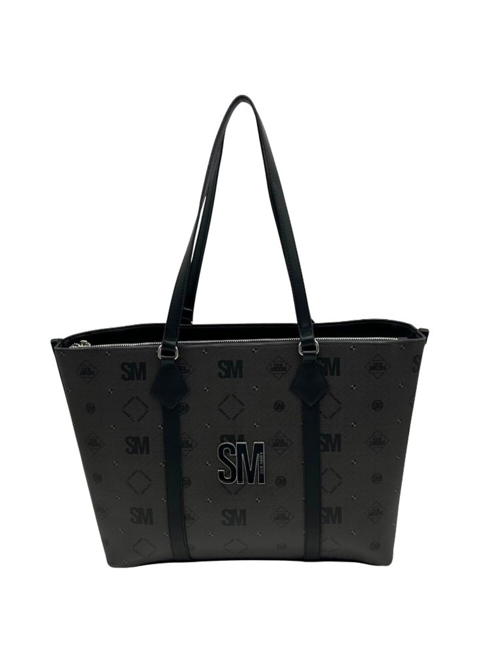 Steve Madden Black Monogram Tote Bag